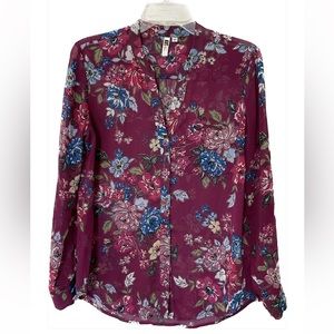 Kut From the Kloth Sheer Floral Long Sleeve Blouse Sz SP